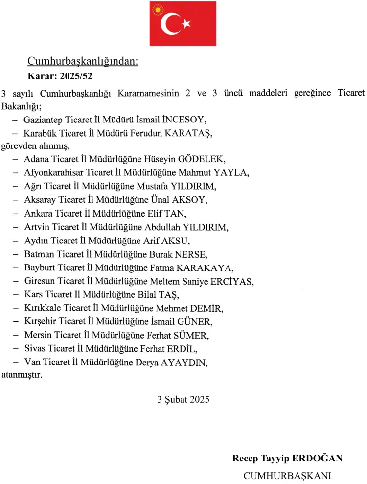 16 Ticaret İl Müdürlüğü'ne yeni atama güncel haberi
