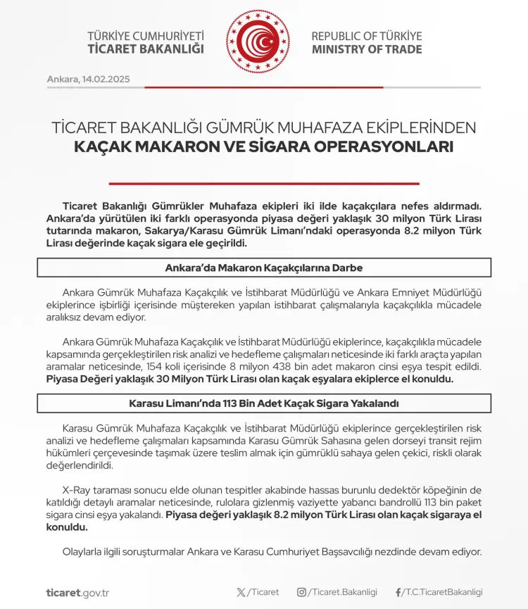 Gümrük Muhafaza'dan dev kaçak makaron ve sigara operasyonu güncel haberi