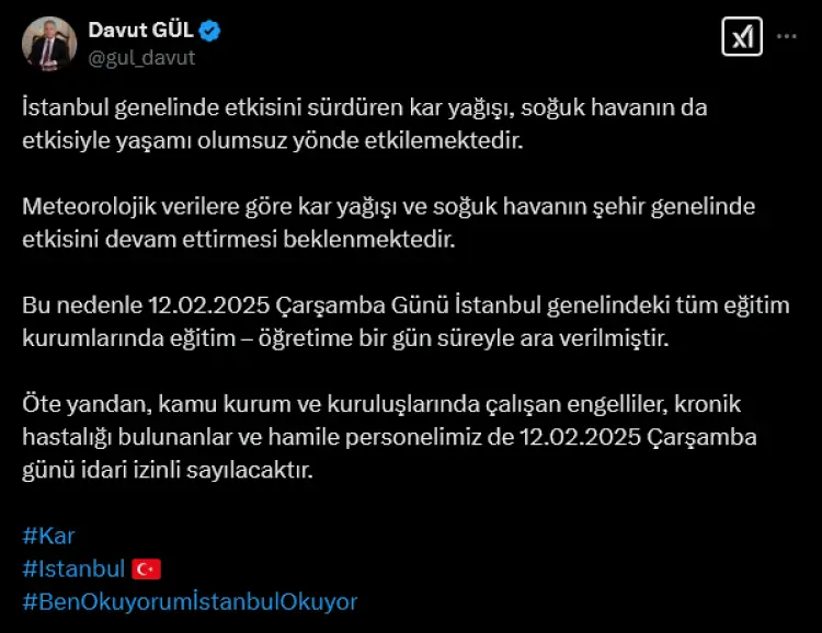 İstanbul ve Tekirdağ'da eğitime kar engeli! güncel haberi