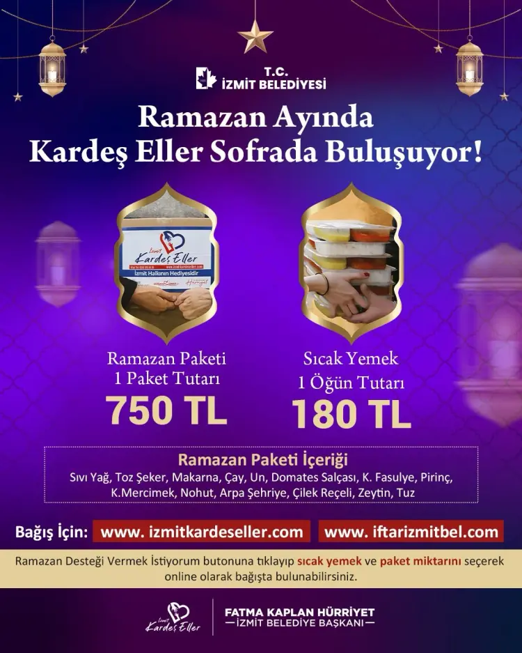 Kocaeli İzmit Belediyesinden Ramazan dayanışması güncel haberi