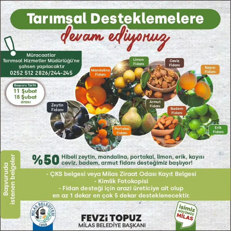 Muğla'da Milas Belediyesi tarımsal desteklemelerini sürdürüyor güncel haberi