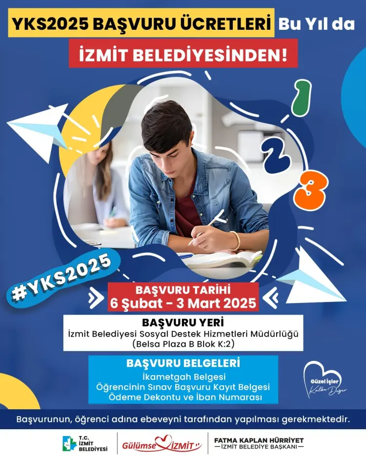YKS ücreti desteği bu yıl da İzmit Belediyesinden güncel haberi